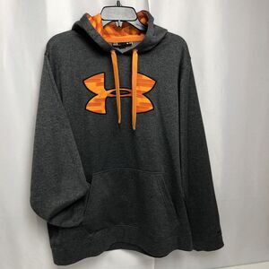 Under Armour Men's Gray & Orange Storm Caliber Loose Fit Hoodie Sz Large